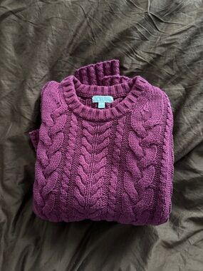 J.Crew Cable Knit Sweater in Mulberry